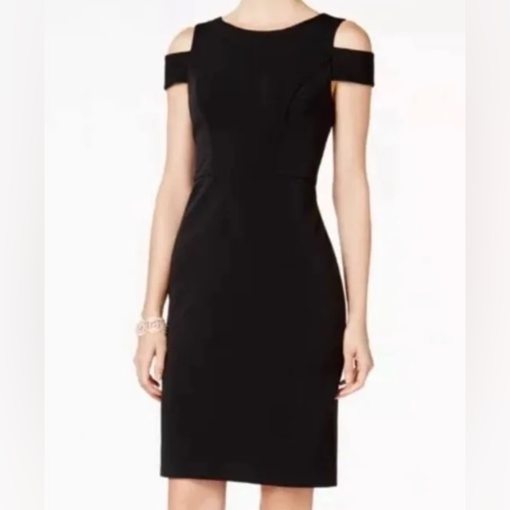 Vince Camuto Fitted LBD Cut Out Shoulder LBD Black Dress Wedding Party Guest 10